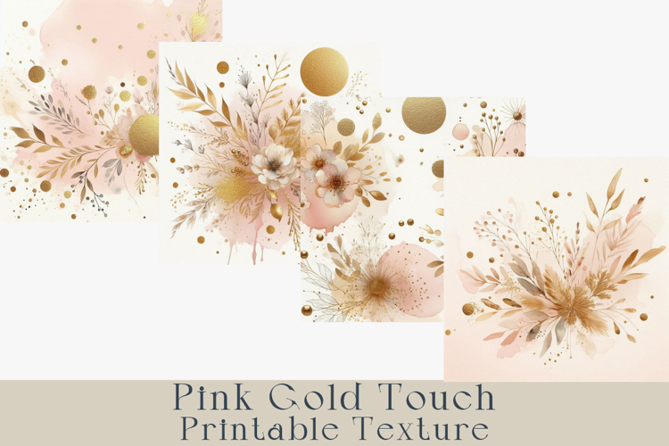 Pink Gold Watercolor Digital Paper, 20 jpg