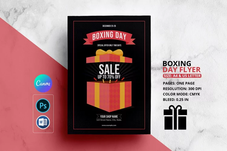 Boxing Day Sale Flyer. Word, Psd and Canva