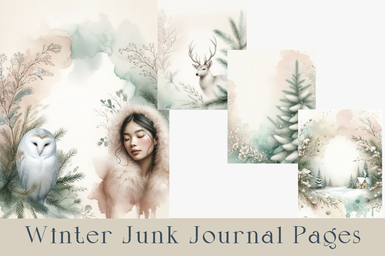 Winter Junk Journal Pages Bundle. 60 jpg