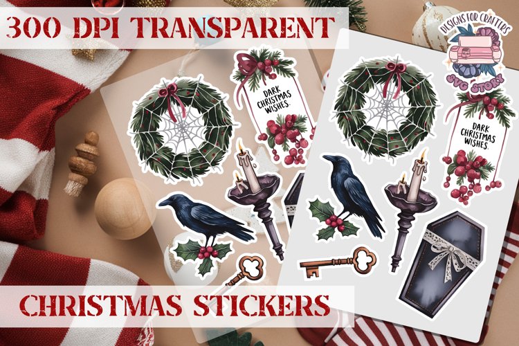 Christmas Sticker Sheet Gothic Dark Winter Holiday PNG