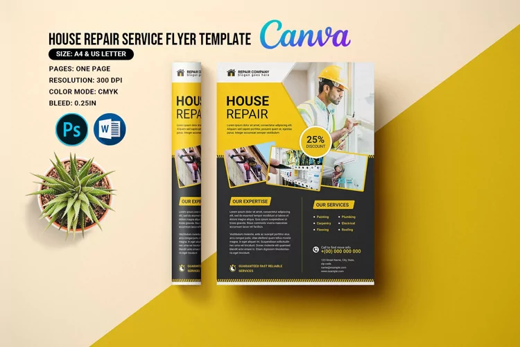 House Repair Service Flyer Template. Word, Psd & Canva