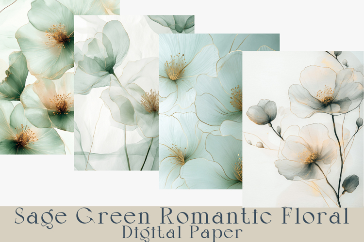 Sage Green Floral Background, 20 jpg