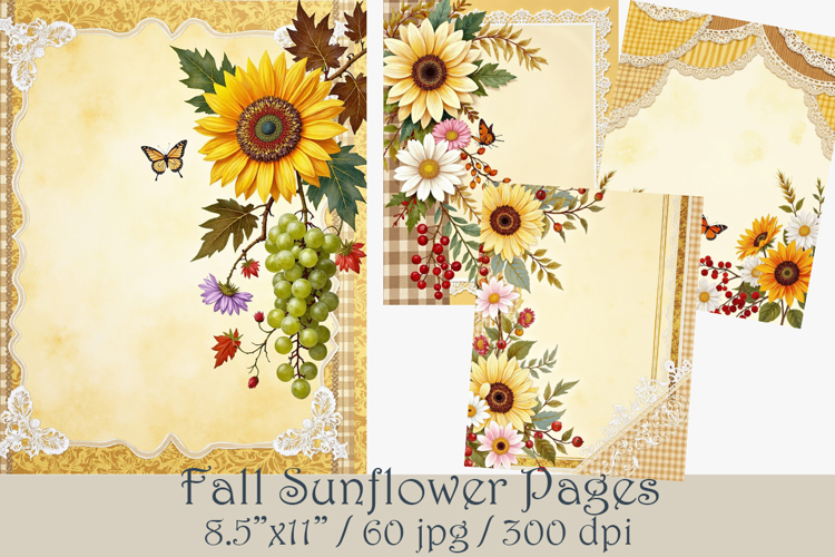 Fall Sunflower Printable Paper - 60 jpg