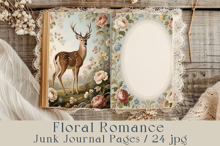 Floral Romance Junk Journal Pages, 24 jpg