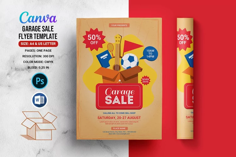 Garage Sale Flyer. Ms Word , Photoshop and Canva