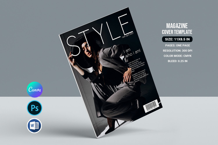 Magazine Cover Template. Canva, Ms Word and Photoshop example image 1