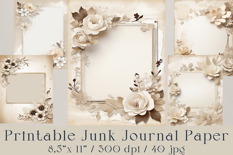 Soft Beige Touch-Junk Journal Printable Paper-40 jpg example image 1
