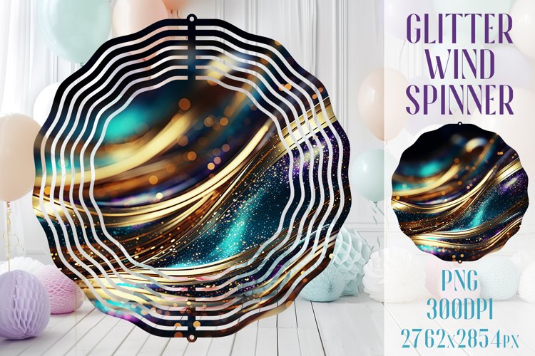 Wind Spinner Sublimation|Glitter Golden wave stripes Spinner