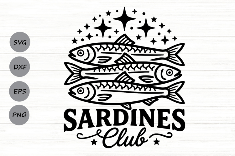Sardines Club Svg, Sardine Fish Svg, Coastal Summer Svg.
