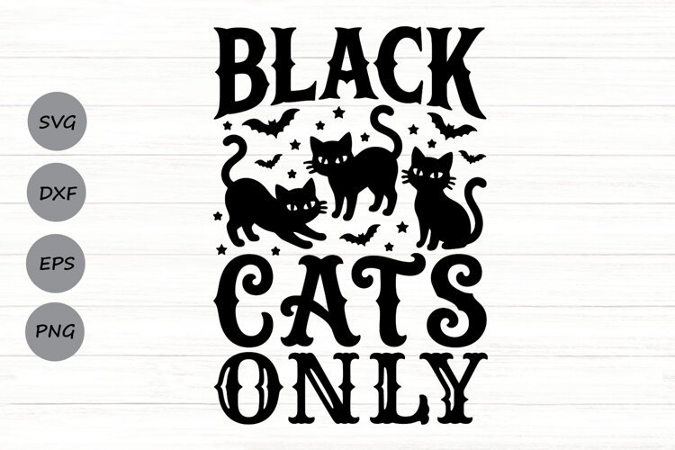 Black Cats Only Svg, Halloween Cat Svg, Spooky Cat Svg. example image 1