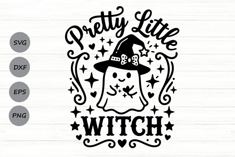 Pretty Little Witch Svg, Kids Halloween Svg, Ghost Witch Svg example image 1