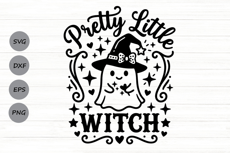 Pretty Little Witch Svg, Kids Halloween Svg, Ghost Witch Svg
