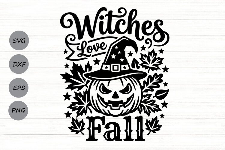 Witches Love Fall Svg, Halloween Witch Svg, Witch Broom Svg. example image 1