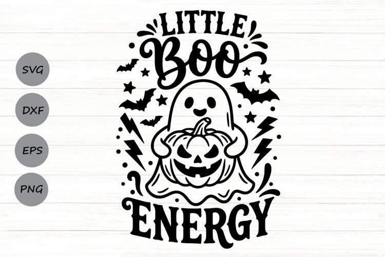 Little Boo Energy Svg, Funny Halloween Svg, Cute Ghost Svg. example image 1