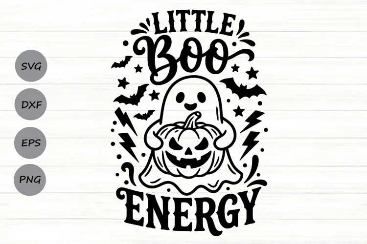 Little Boo Energy Svg, Funny Halloween Svg, Cute Ghost Svg.