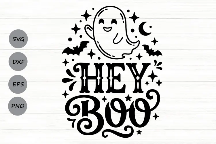 Hey Boo Svg, Funny Halloween Svg, Kids Halloween Svg.