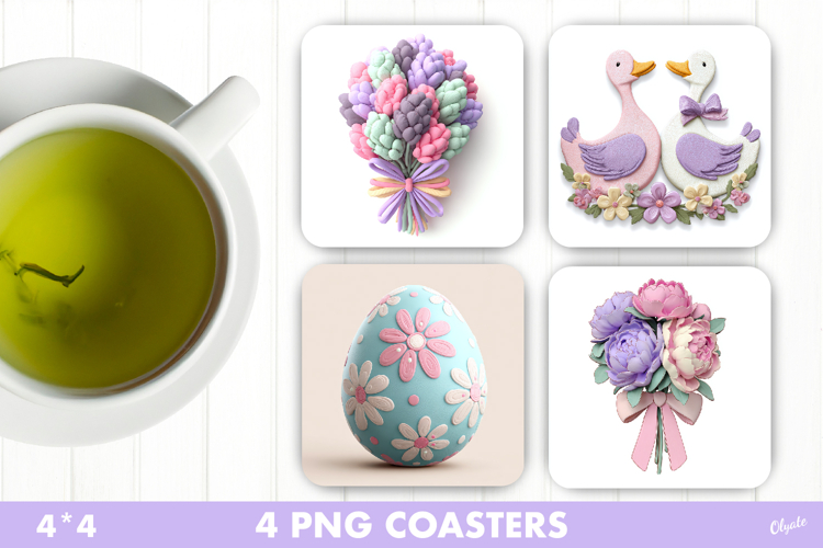 Cute Easter Coaster PNG, Easter Sublimation Design PNG