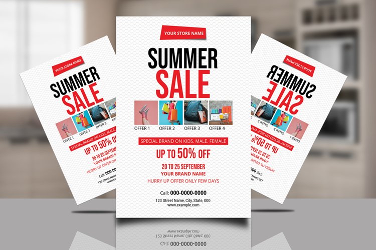 Summer Sale Flyer , Photoshop & Ms word example image 1