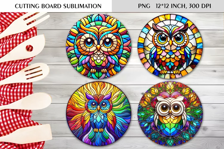 Stained Glass Design| Round Cutting Board Sublimation