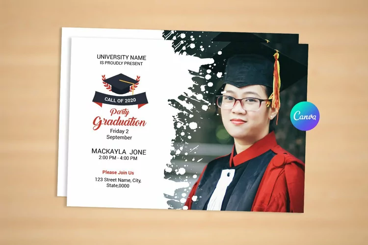 Graduation Announcement Card, Canva, Ms Word & Photoshop