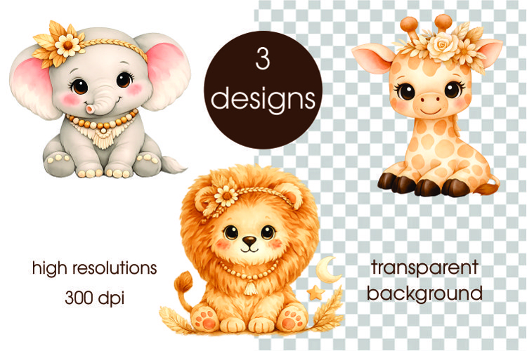 Watercolor Safari Animals Clipart Image 10