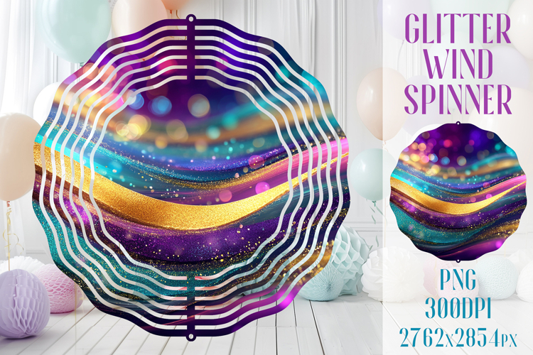 Glitter Wind Spinner Sublimation | Pink Gold Stripes Spinner example image 1