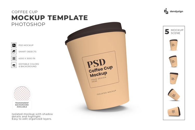 Isolated Takeaway Coffee Cup Mockup Template Bundle