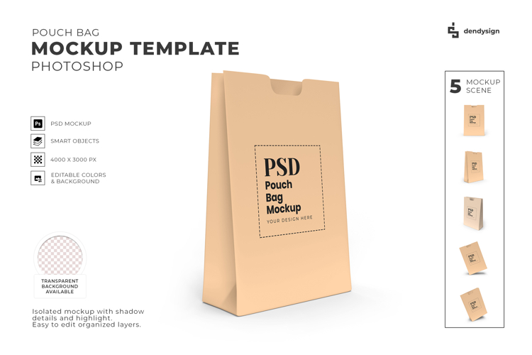 Paper Pouch Bag Mockup Template Photoshop