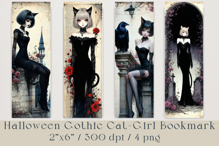 Gothic Halloween Bookmarks, 4 png