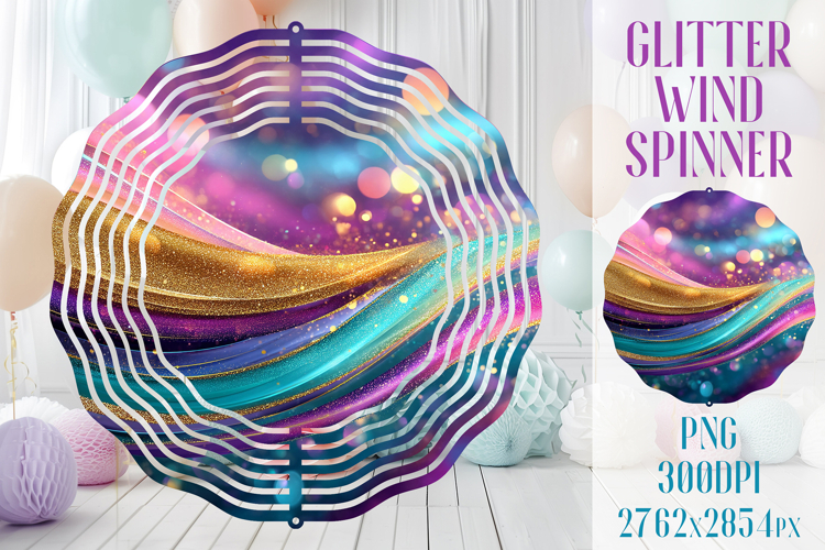 Glitter Wind Spinner Sublimation | Pink Gold Stripes Spinner