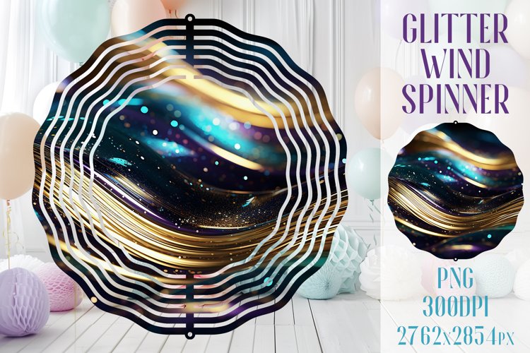 Wind Spinner Sublimation|Glitter Golden wave stripes Spinner