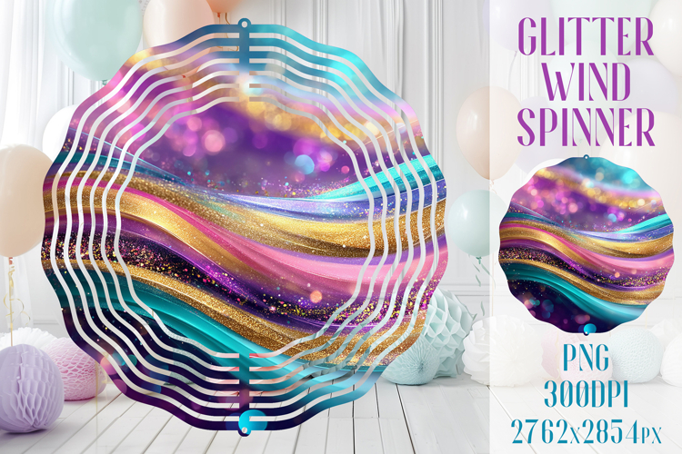 Glitter Wind Spinner Sublimation | Pink Gold Stripes Spinner
