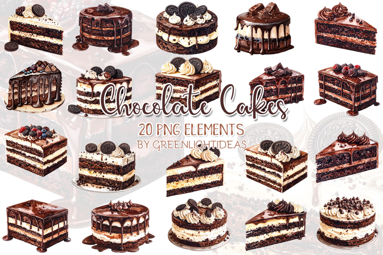 Chocolate Cakes Clipart, Chocolate Desserts Graphics