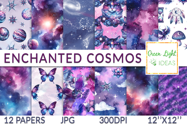 Galaxy Cosmic Mystical Digital Papers, Celestial Backgrounds