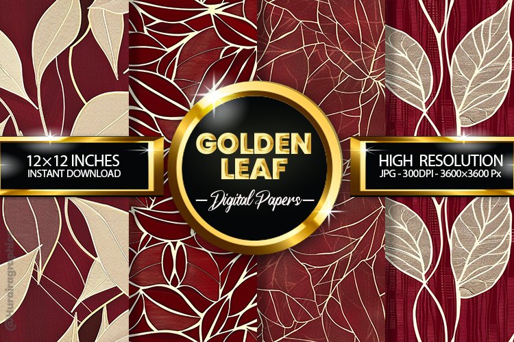Golden Leaf Digital Papers - 04 Variations