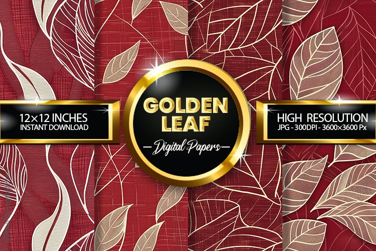 Golden Leaf Digital Papers - 04 Variations