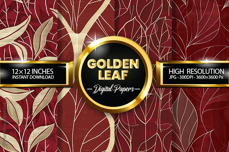 Golden Leaf Digital Papers - 04 Variations