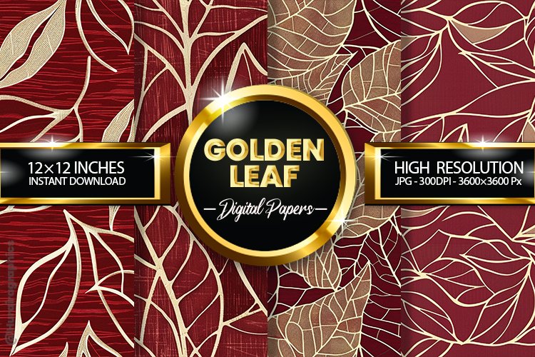 Golden Leaf Digital Papers - 04 Variations