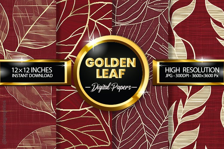 Golden Leaf Digital Papers - 04 Variations