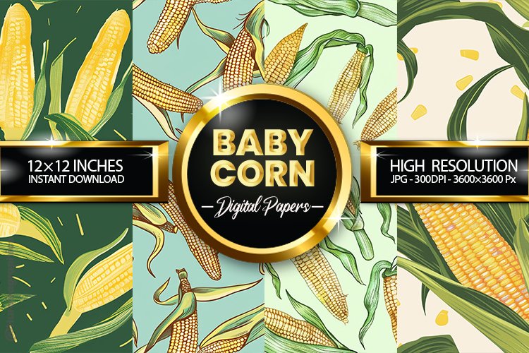 Baby Corn Digital Papers - 04 Variations