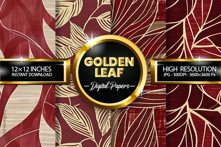 Golden Leaf Digital Papers - 04 Variations