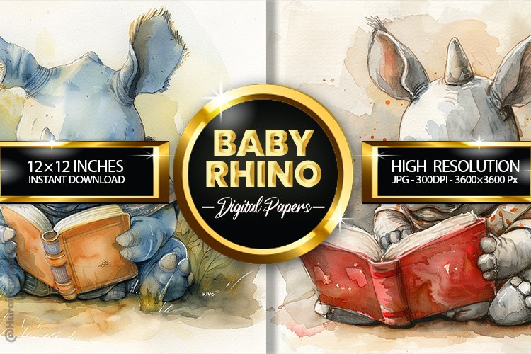 Baby Rhino Digital Papers - 02 Variations