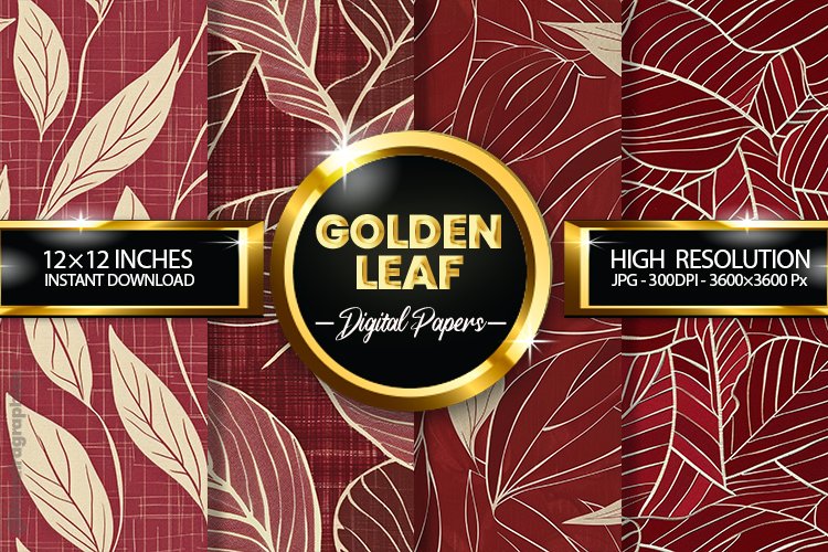 Golden Leaf Digital Papers - 04 Variations