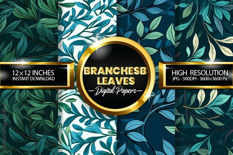 Branchesb Leaves Digital Papers - 04 Variations