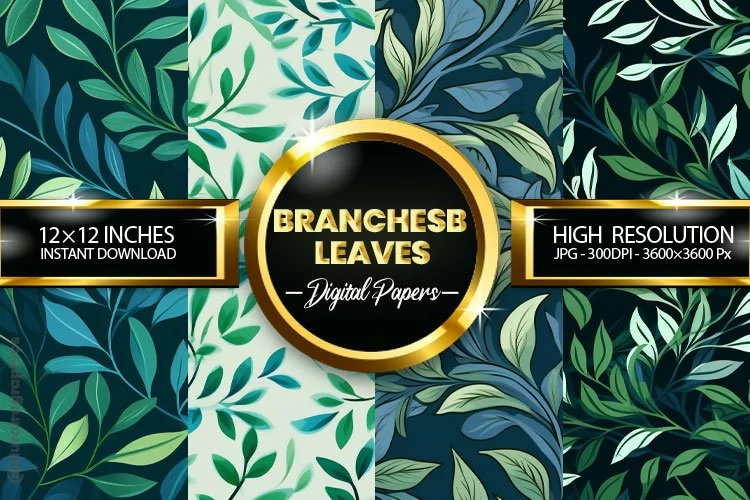 Branchesb Leaves Digital Papers - 04 Variations