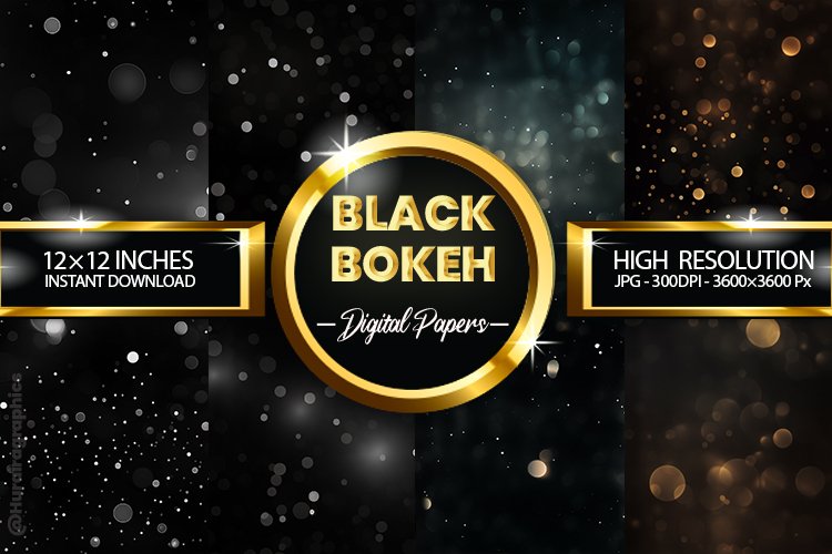 Black Bokeh Digital Papers - 04 Variations