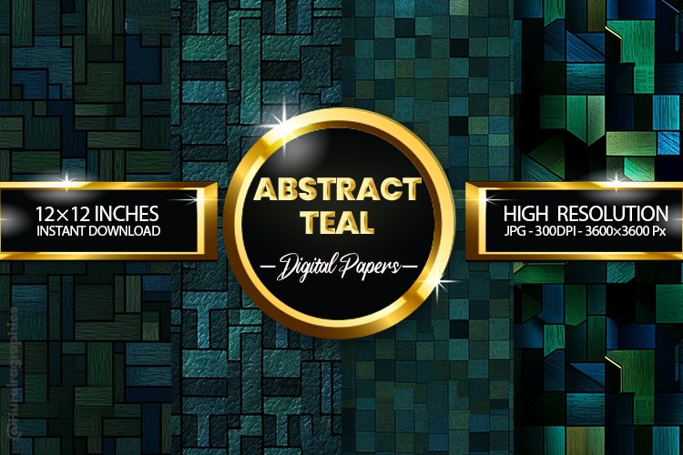 Abstract Teal Digital Papers - 04 Variations