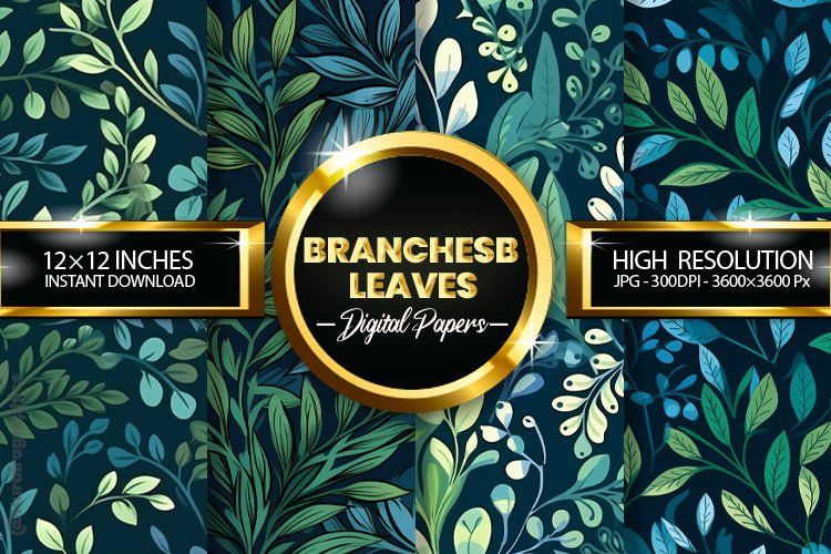 Branchesb Leaves Digital Papers - 04 Variations