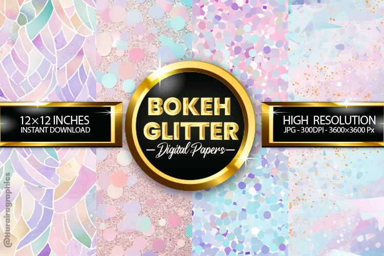 Bokeh Glitter Digital Papers - 04 Variations