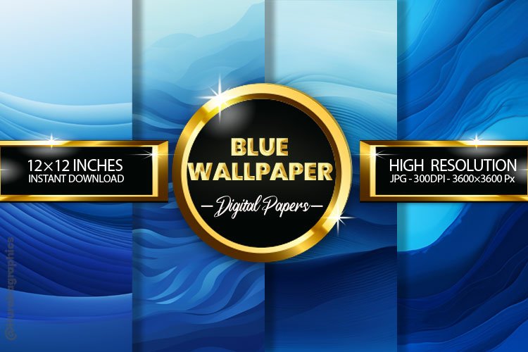 Blue Wallpaper Digital Papers - 04 Variations